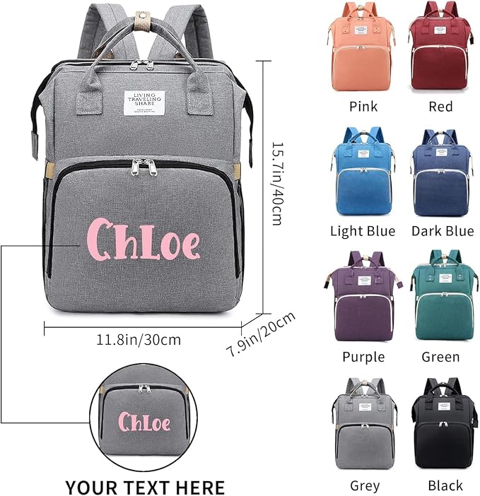 Personalized 3 in 1 Diaper Bag Backpack with Changing Station, Multifunctional Large Baby Diaper Bags for Boys & Girls Portable, Custom Lightweight Changing Bag, Newborn Baby Essential Gifts - Image 4
