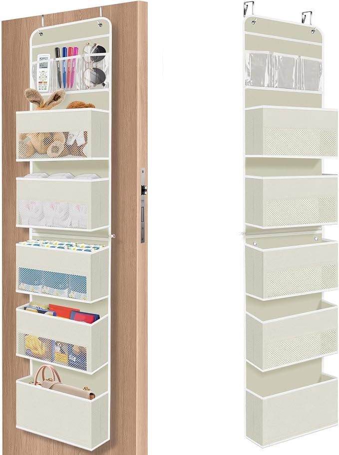 1Pack Over The Door Organizer Large Capacity Hanging Storage Room Organizer | 40 lb Capacity, Ultra-Sturdy, Detachable, Mesh Design with Clear Window, Space-Saving Organizer for Pantry, Nursery & Closet by SpaceHacks