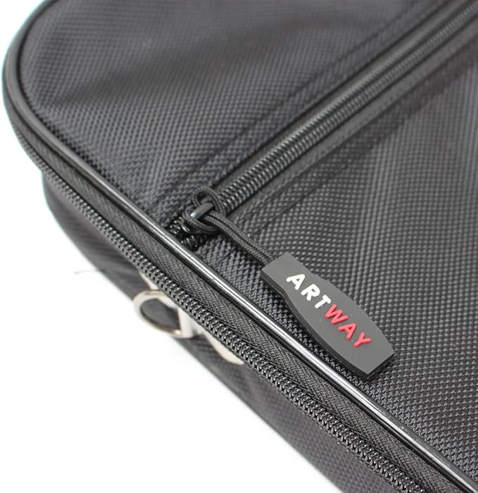 Artway A3 Art Portfolio Case - Art Storage Folder with Carry Handle/Shoulder Strap, Internal/External Pockets and Internal Securing Strap (No Rings) - Black - Image 7