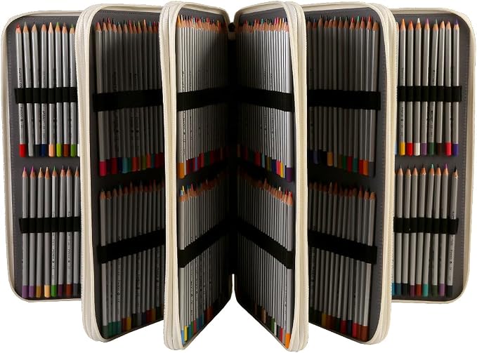 480 Slots Pencil Case, 5-Layer Organizer with Shoulder Strap | 5-layer twill oxford case with 480 elastic slots, carry handle, removable strap, and outer pocket for phone or keys. - Image 3