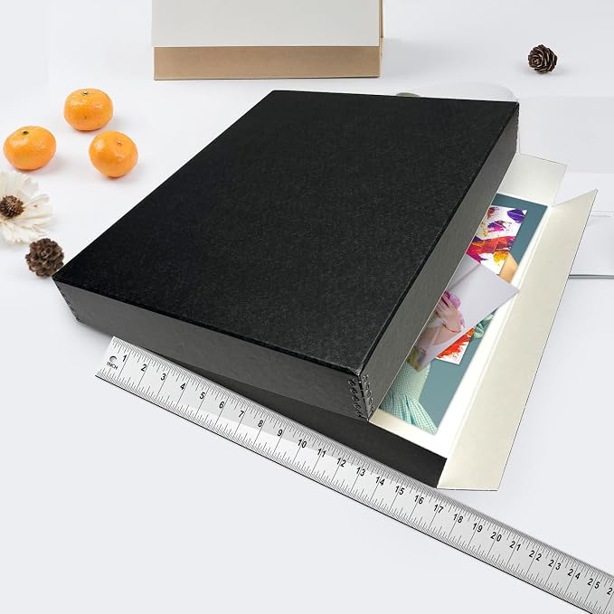 Lineco Museum Archival Storage Box, Drop Front, 16.75x20.75x3 in, Black | Acid-Free with Metal Edge, Preserves Picture Longevity, Organize Photos, Newspapers, Prints, Documents, Crafts, DIY - Image 3