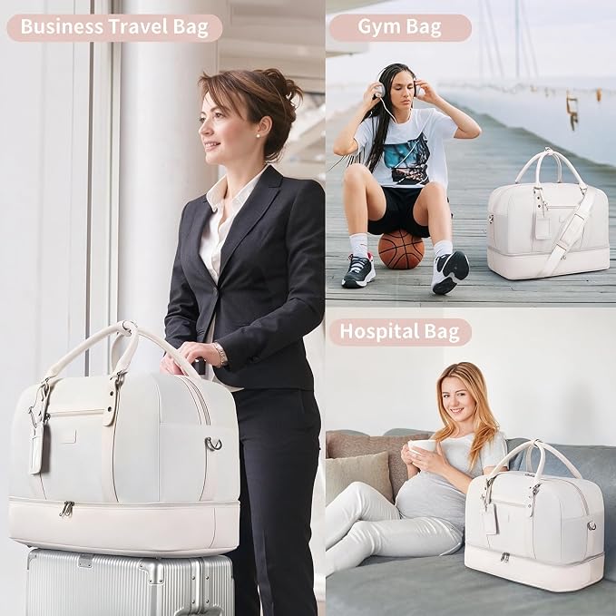 4PCS Weekender Bags for Women Large Overnight Weekend Travel Duffel Bags | Travel Bag Carry-on Tote Hospital Bag with Shoe Compartment Crossbody Toiletry Bag for Travel Business Gym Water Resistant - Image 6