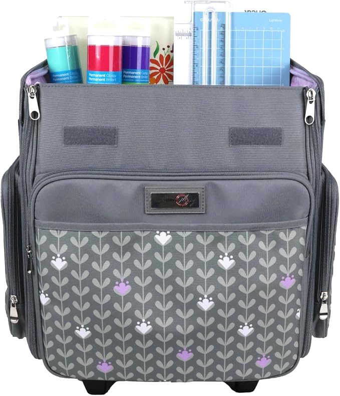 Everything Mary Rolling Scrapbook Tote – Grey Dots Foldable Craft Organizer Tote for Scrapbooking Supplies, Art Tools, Paper & Accessories – Portable Storage Bag - Image 3