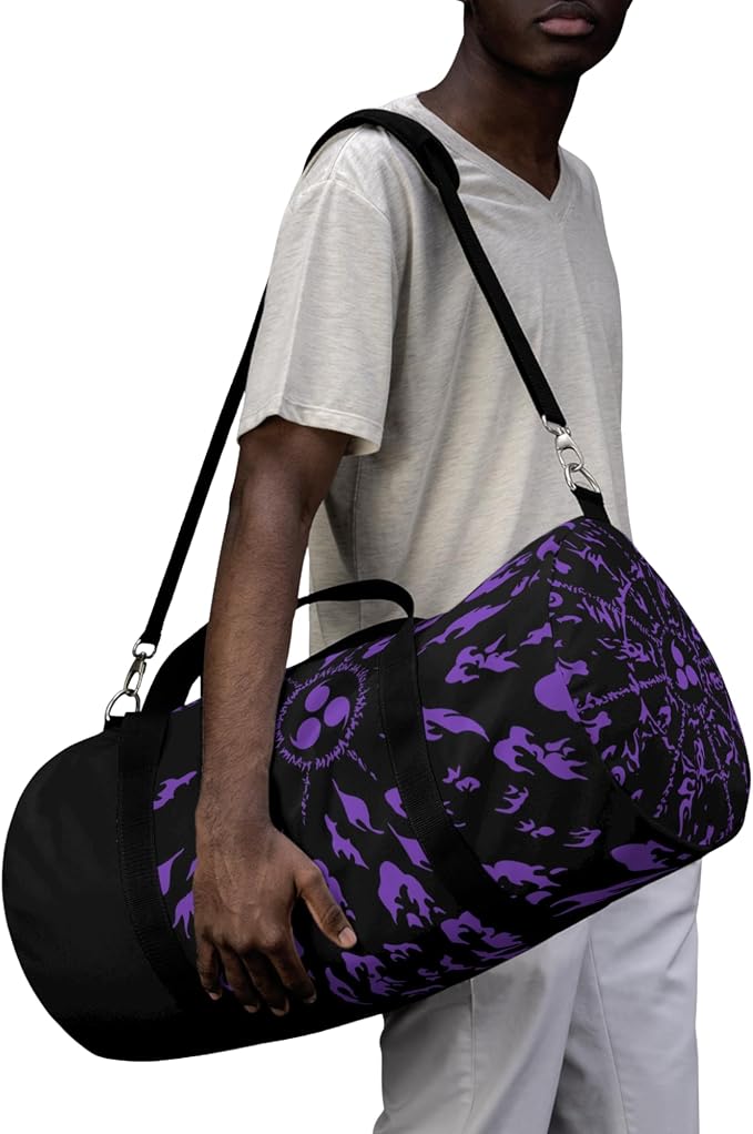 Large Capacity Waterproof Duffel Bag for Women & Men, Travel Gym Sports Bag with Shoe Compartment, Expandable Weekender Carry On for Fitness, Camping & Outdoor Use (Prple Cursed Mark) - Image 6
