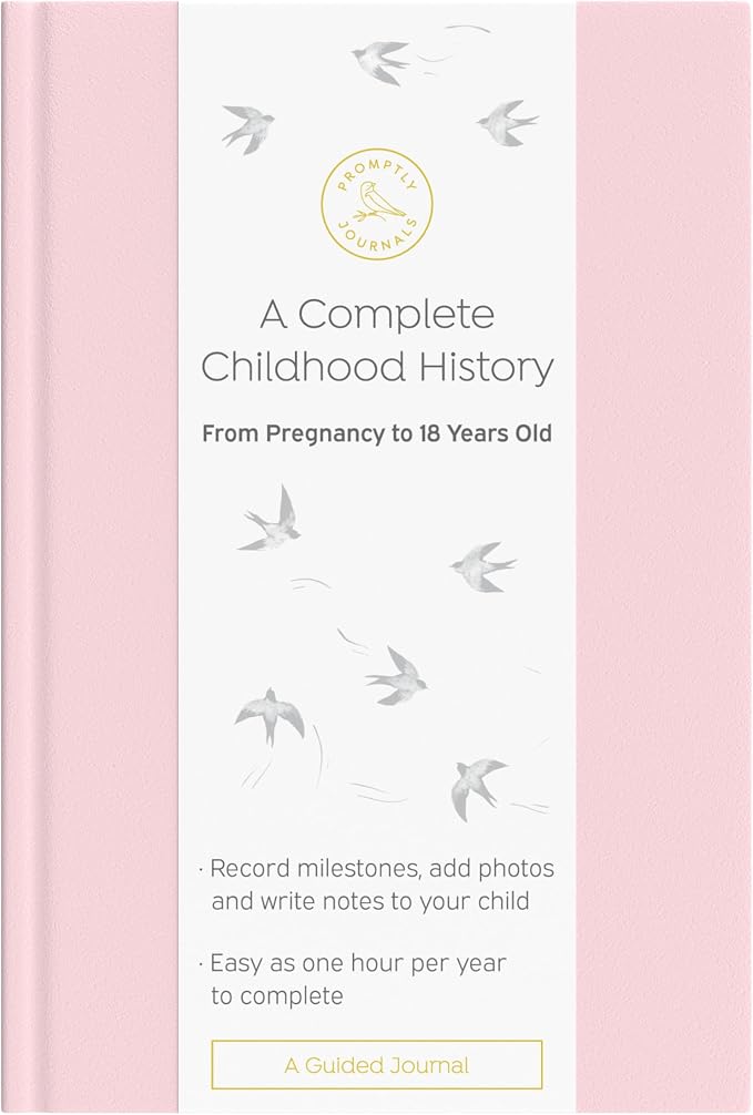 A Complete Childhood History: From Pregnancy to 18 Years Old (Blush Pink, Leatherette) | Baby Book and Pregnancy Journal | Baby Memory Book by PromptlyJournals