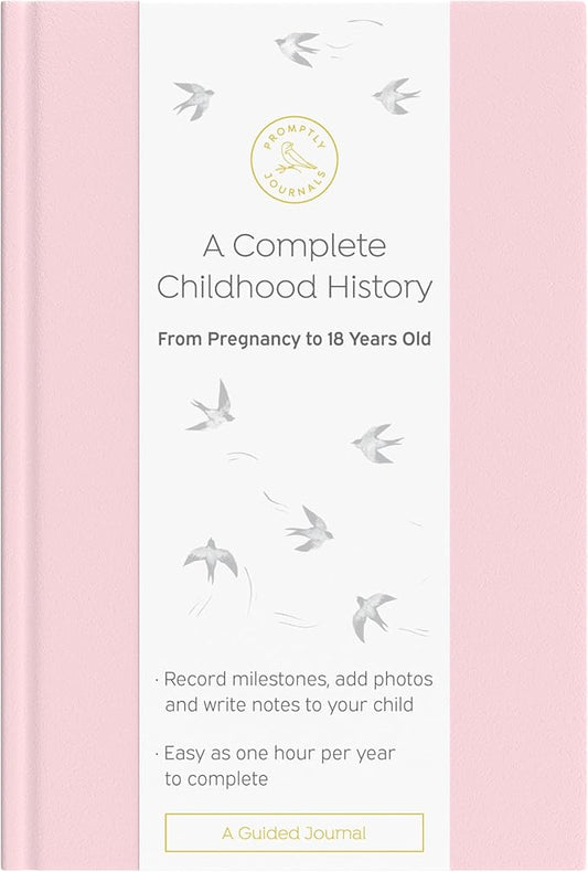 A Complete Childhood History: From Pregnancy to 18 Years Old (Blush Pink, Leatherette) | Baby Book and Pregnancy Journal | Baby Memory Book by PromptlyJournals
