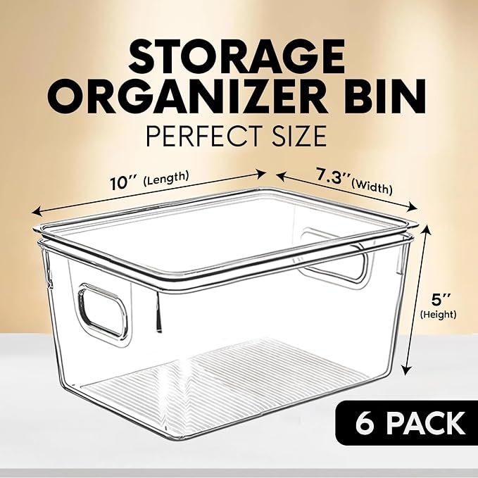 Clear Plastic Storage Bins with Lids, Perfect for Kitchen Organization or Pantry Organization and Storage, Stackable Fridge Organizer Bins, Storage Containers for Organizing, Cabinet Organizers - Image 2