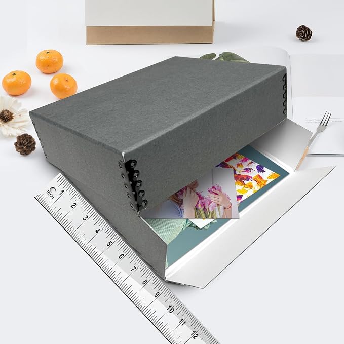 Lineco Museum Archival Storage Box, Drop Front, 8.75x10.75x3 in, Gray | Acid-Free with Metal Edge, Preserves Picture Longevity, Organize Photos, Newspapers, Prints, Documents, Crafts, DIY - Image 3