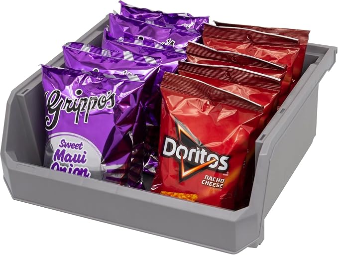 Extra Large Stackable Plastic Storage Bins, 4-Pack, Grey | Open-Front Stackable Bins For Garage, Pantry, Closet & Office, 14,8"L X 16,5"W X 7"H, Nests When Empty, Durable Plastic, - Image 6
