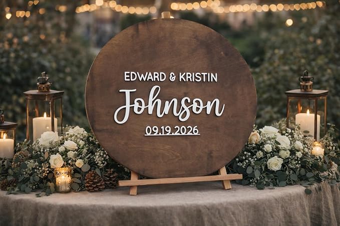 Personalized Round Guest Book Alternative Sign, Unique Guest Book Sign, Custom Alternative Guest Book, Wooden Guest Book, Wedding Ceremony Guestbook Sign (Design 12) - Image 8