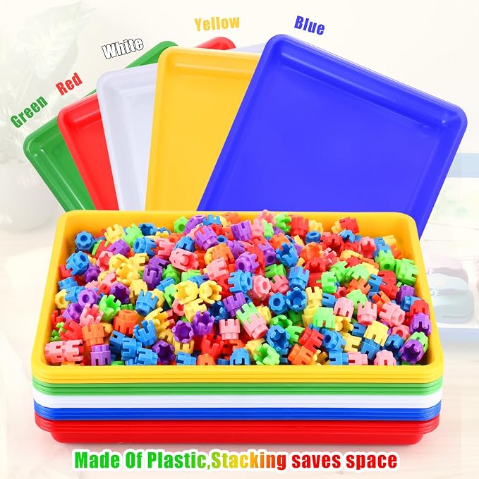 Maitys 15 Pack Plastic Art Trays 12 x 16 Inch Activity Crafts Trays Sensory Tray DIY Projects, Painting, Beads, Jewelry Office Home Organizer Arts and Crafts Supplies(Multicolor) - Image 4