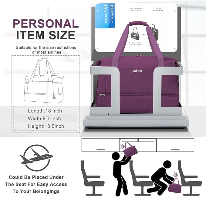 Gym Bag for Women, Personal Item Travel Bag with Shoes Compartment for Trip | Weekender Overnight Duffel Bag with Wet Pocket, Hospital Bag for Women Labor Delivery, Carry On Bag for Travel, Gym, Weekend - Image 2