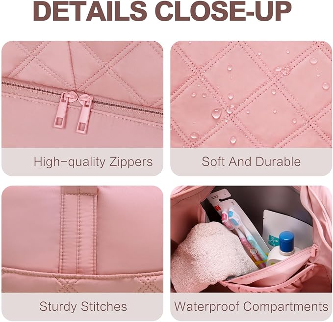 Large 2PCS Nylon Duffle Bag for Travel Weekender Overnight Hospital Gym Bag for Men & Women, Carry On Airline Approved Personal Item Duffel Garment Bag Luggage with Shoe Compartment & Packing Cube - Image 7