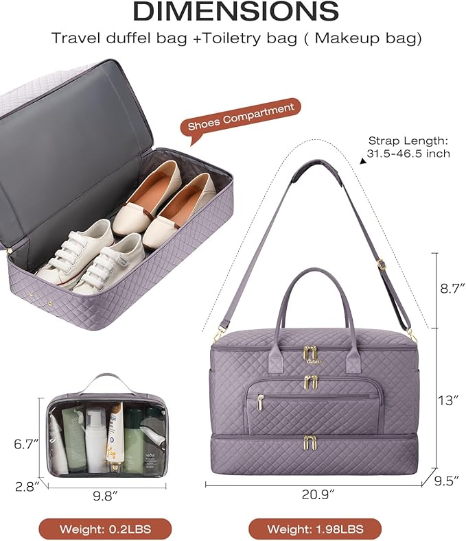 Travel Duffle Bag, Wide Open Large Weekender Bag for Women with Shoe Compartment, Carry on Overnight Bags with Toiletry Bag, Hospital Bag for Women Labor Delivery (Peacock Blue) - Image 4