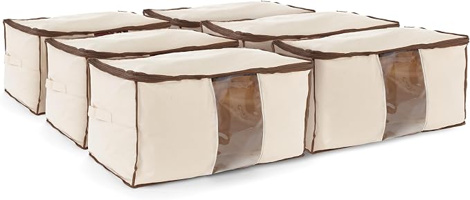 Covermates Canvas Storage Bag for Blankets, 29" W x 17" D x 16" H, Natural | label window, zipper closure, carrying handles, 3-year warranty by Covermates