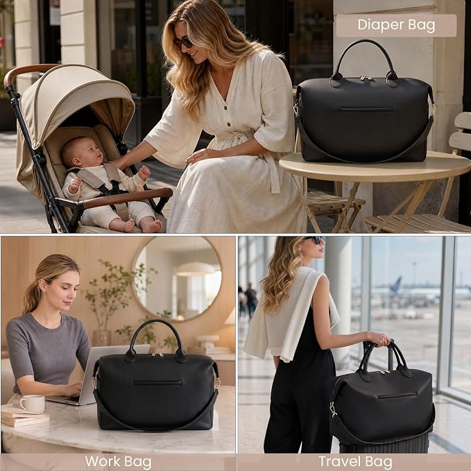 Diaper Bag Tote Convertible Vegan Leather Diaper Tote Backpack Diaper Mommy Bags Hospital Bag Work Totes - Image 6