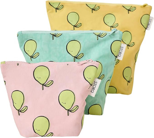 Zipper Pouch 3 Piece Set Diaper Bag Organizer for Baby Essentials | Stand up gusseted nylon pouches that fold flat when empty. Reusable on the go travel storage for snacks clothes toys and more by Storq