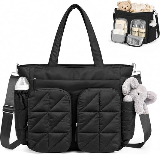 TOPEAST Diaper Bag Tote, Quilted Puffer Baby Bag with Insulated Pockets, Lightweight Hospital Bag for Mom & Dad, Travel, Work by TOPEAST