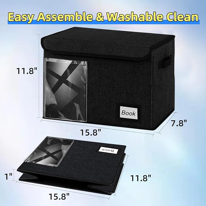Display Collection Comic Book Storage Boxes, Protector Organizer 15.8" X 7.8" X 11.8" Collapsible Holds 160-180 Comic Book Heavy Duty Bin Container Holder Shelf, 2 PCS - Image 3