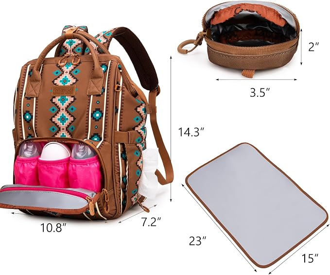 Montana West Wrangler Diaper Bag Backpack Aztec Callie Bag Travel Backpack Purses Western Multi-Function Baby Bags for Mom - Image 2