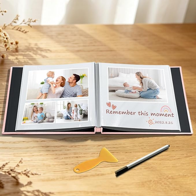 Large Photo Album Self Adhesive Scrapbook Album for 4x6 5x7 8x10 Pictures DIY Photo Book for Wedding, Anniversary, Christmas, Baby Shower, Ideal for Preserving Precious Moments - Image 3