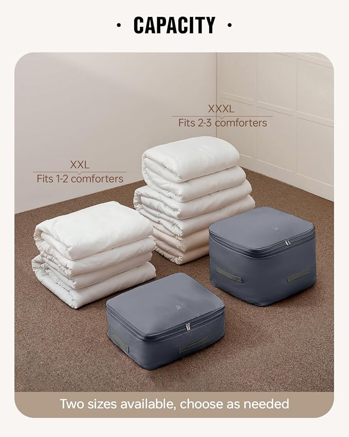 Eachy 2-Pack Comforter Storage Bag Blanket Storage Bags, Compression Storage Bags for Blanket Comforter, Ultra Space Saving Self Compression Organizer - Image 5