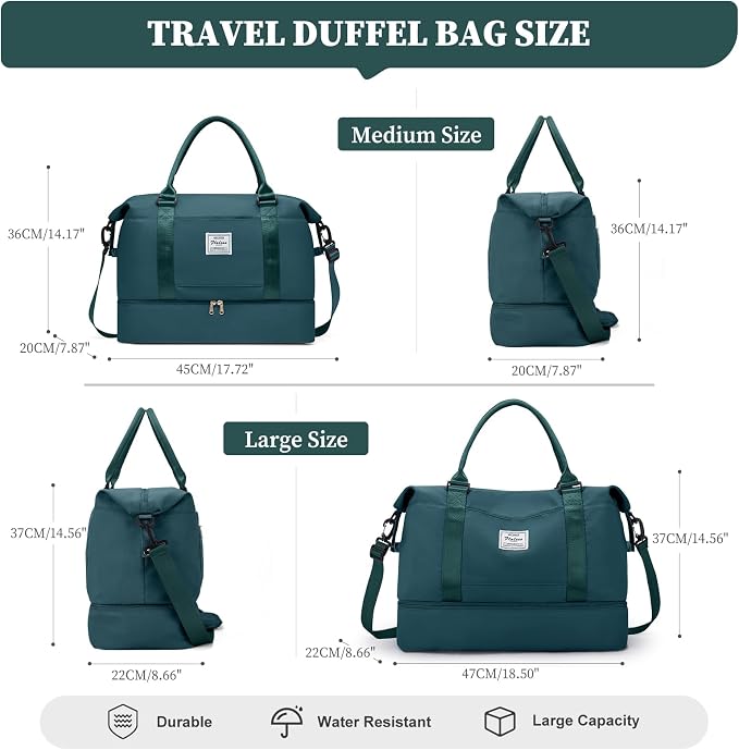 Weekender Bags for Women, Personal Item Travel Bag with Shoes Compartment | Overnight Travel Duffel Bag with Toiletry Bag, Airplane Friendly Carry-On Bag with Wet Pocket & Trolley Sleeve,Medium - Image 4