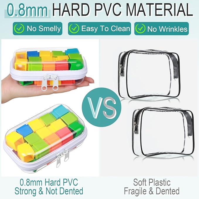 Sanwuta 6 Clear Hard Zipper Case,White,5 X 3 X 2 Inch | Pencil Case Pouches ,Makeup Bag,Plastic Toiletry Diaper Bag ,Travel Toy Storage,Waterproof Organizer Bins - Image 4
