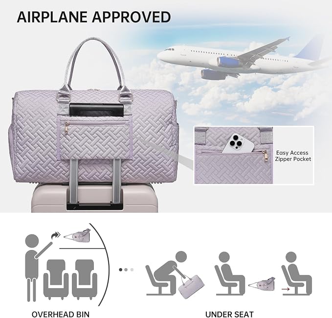 Duffle Bag for Travel, Weekender Bag with Shoe Compartment, Carry On Overnight Bag for Women with Toiletry Bag, Gym Bag with Wet Pocket, Hospital Bags for Labor and Delivery Beige - Image 3