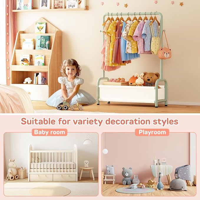Kids Clothing Rack with Storage Shelf, Kids Dress Up Storage - Image 6