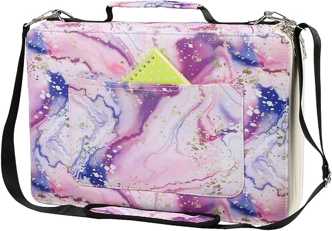 384 Slots Pencil Case, 4-Layer Organizer with Shoulder Strap | 4-layer twill oxford case with 384 elastic slots, carry handle, removable strap, and outer pocket for phone or keys. by Lbxgap