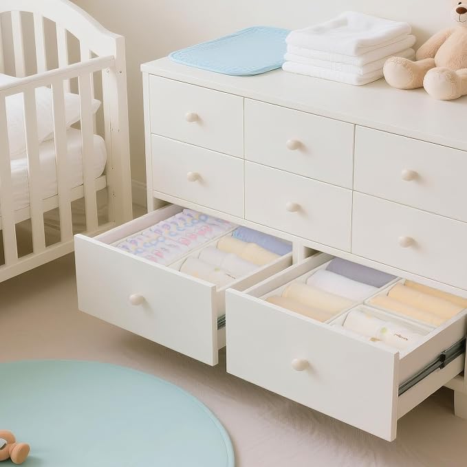 Drawer Organizer Clothes, 14 Pack Dresser Organizer for Baby Clothes, Underwear, Sock- Foldable Closet Organization and Storage Dividers Bins for Nursery, Bedroom and Dorm (White) - Image 2
