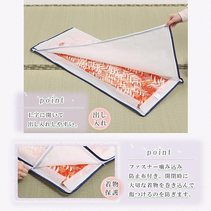 Astro 173-03 Kimono Storage Bag, White, 2-Way Opening, Set of 5, Transparent Window, Non-woven Fabric, Zipper Type - Image 5