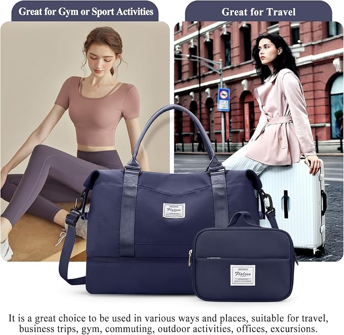 Weekender Bags for Women, Personal Item Travel Bag with Shoes Compartment | Overnight Travel Duffel Bag with Toiletry Bag, Airplane Friendly Carry-On Bag - Image 8