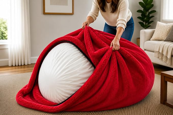 ULTIMATE SACK | 5 Ft Bean Bag Chair Replacement Cover Only | Red Fur | Removable Washable Cover only by ULTIMATESACK