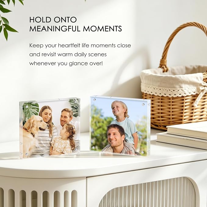4x4 Acrylic Picture Frame Set of 6, 20mm Thick, Tabletop Display | Double-Sided Transparent Magnetic Frameless Photo Frame, for Photos, Fits Home, Office - Image 6