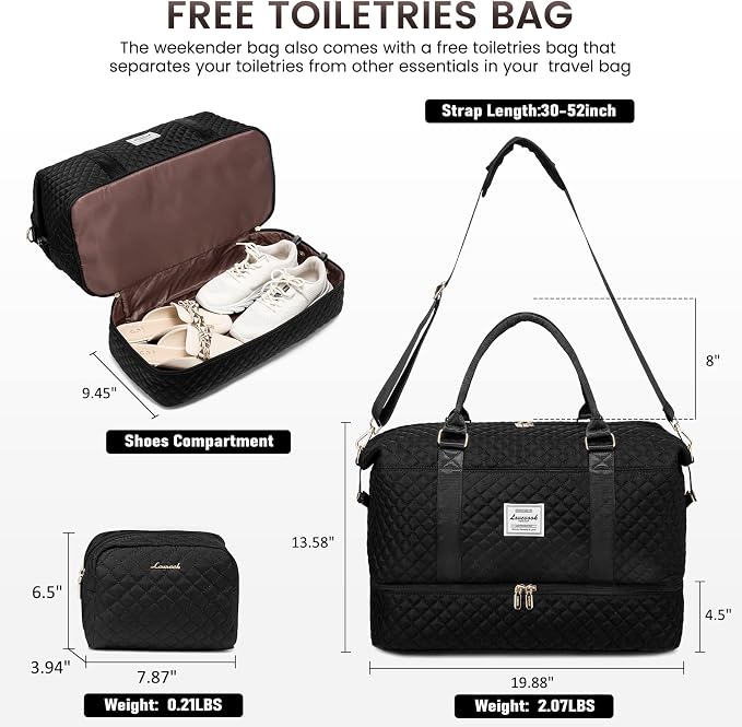 LOVEVOOK Travel Duffle Bag,Weekender Bags for Women with Shoe Compartment，Carry on Overnight Bag with Toiletry Bag,Gym Duffel Bag with Wet Pocket, Hospital Bags for Labor and Delivery - Image 3