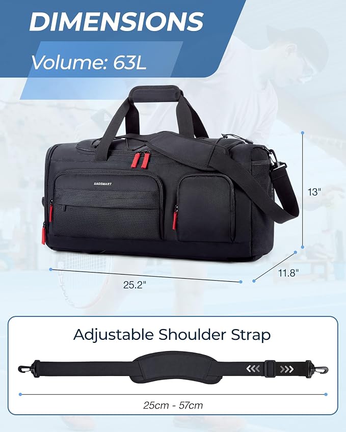 BAGSMART Gym Bag for Men, Athletic Sports Backpack Travel Hiking Duffel | 3-In-1 Gym Bag for Travel Clothes & Padded 13.3" Laptop, with Waterproof Wet Pocket & Shoe Compartment for Travel Camping - Image 4