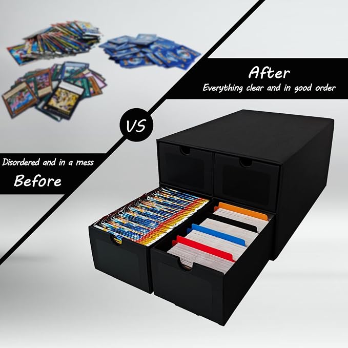 4 Sets Trading Card Storage Boxes, Includes 16-750 CT Boxes & 64 Dividers, 12000+ Trading Cards Organizer for Collectible Card Games, Sports Cards, TCG, with Labels & Pen - Image 7