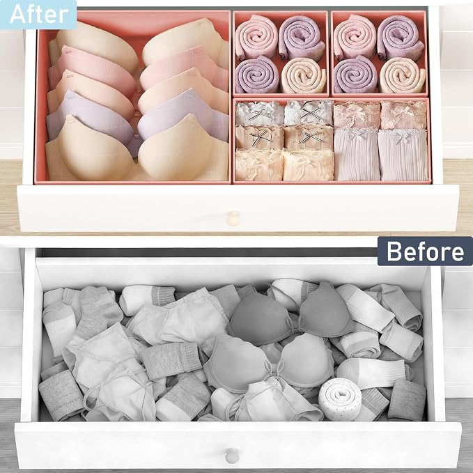 DIMJ Drawer Organizer Clothes - 28 Pack Baby Dresser Organizer for Nursery Closet Organization, Fabric Drawer Organizer Bins for Underwears Socks Bras, Foldable Storage Dividers for Bedroom - Image 5