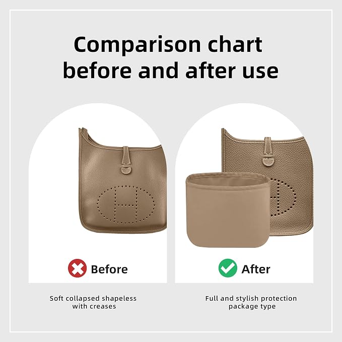 DGAZ Silk Purse Organizer Insert for Evelyne Bag(23,Chai) | Soft and Lightweight,Perfect Fit,Multi-pocket Storage,Bag Protector,Luxury Bag Care,Handmade,for Smooth Bag Organizer - Image 4