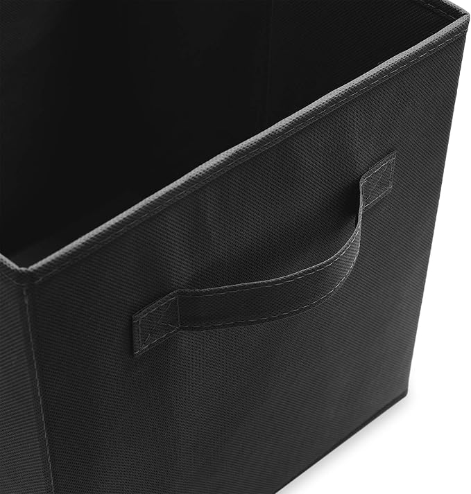 Casafield Set of 12 Collapsible Fabric Cube Storage Bins, Black - 11" Foldable Cloth Baskets for Shelves, Cubby Organizers & More - Image 3