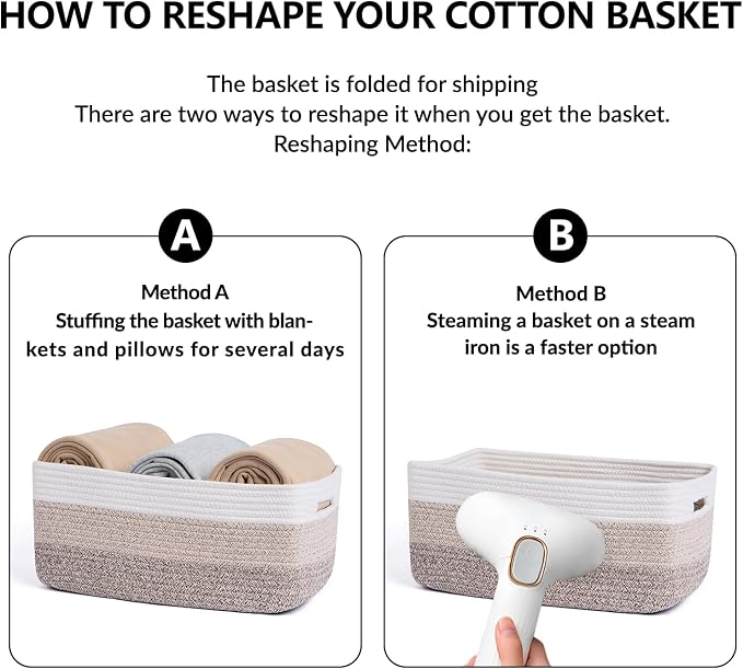 MiniArk Large Storage Baskets for Organizing, 17 x 13 x 7.5” Closet Shelf Baskets for Clothes Blanket Towels, Baby Nursery, Toy Bins Box, Woven Rope Basket, 3 Packs Gradient Brown - Image 7