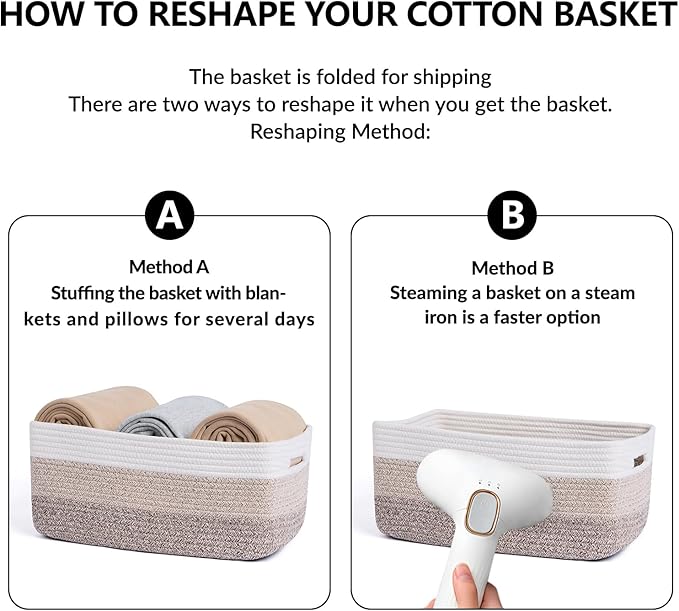 MiniArk Large Storage Baskets for Organizing, 17 x 13 x 7.5” Closet Shelf Baskets for Clothes Blanket Towels, Baby Nursery, Toy Bins Box, Woven Rope Baskets, 4 Packs Gradient Brown - Image 7