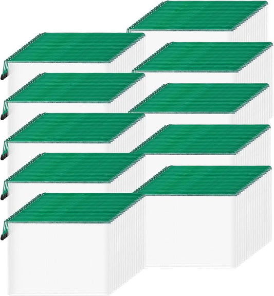 Zhehao 200 Pcs A4 Mesh Zipper Pouch Bulk Waterproof Mesh Zipper Organizer Plastic File Folder Case for School Office Supplies Document Board Games Puzzle(Green) by Zhehao