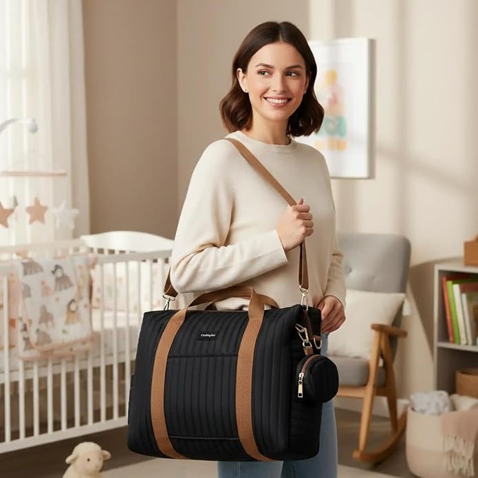 Diaper Bag Tote for Moms, Baby Hospital Bag with Insulated Bottle Pockets, Changing Pad & Stroller Straps - Image 2
