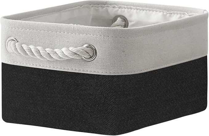 Storage Bins for Shelves - 12x8x5.2 inch 1 Pack Storage Baskets for Gifts Empty for Closet Organizing Dog Gift Cloth Toy Cubes Box (White & Black) by TheWarmHome