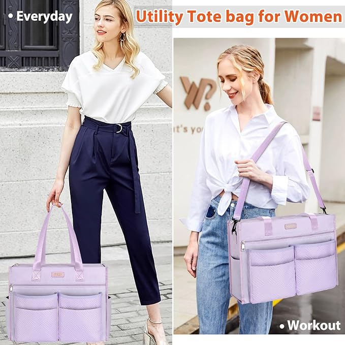 ITIEZY Large Utility Tote Bag for Women with 18 Pockets, Waterproof Teacher Nurse Bags with Zipper for Everyday Travel Work - Image 7