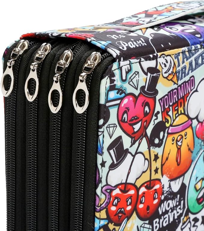 300 Slots Colored Pencil Case Organizer, 4 Layer Bag | Twill Oxford fabric,103 elastic loops,detachable handle,for travel,home storage,drawing tools,creative gifts - Image 5