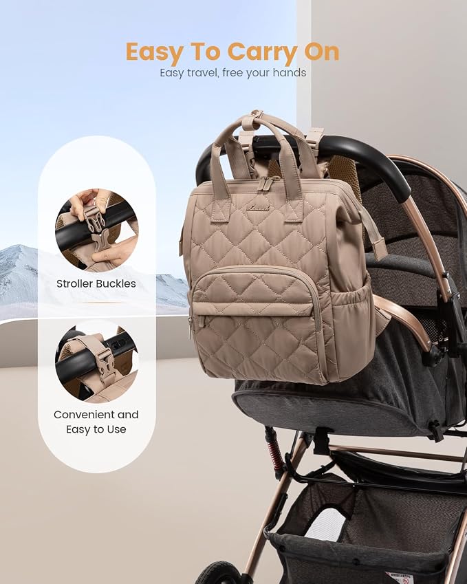 LOVEVOOK Small Diaper Bag Backpack, Mini Baby Bag for Girl Boy with Changing Pad, Diaper Backpack for Mom Dad with Stroller Buckles - Image 5